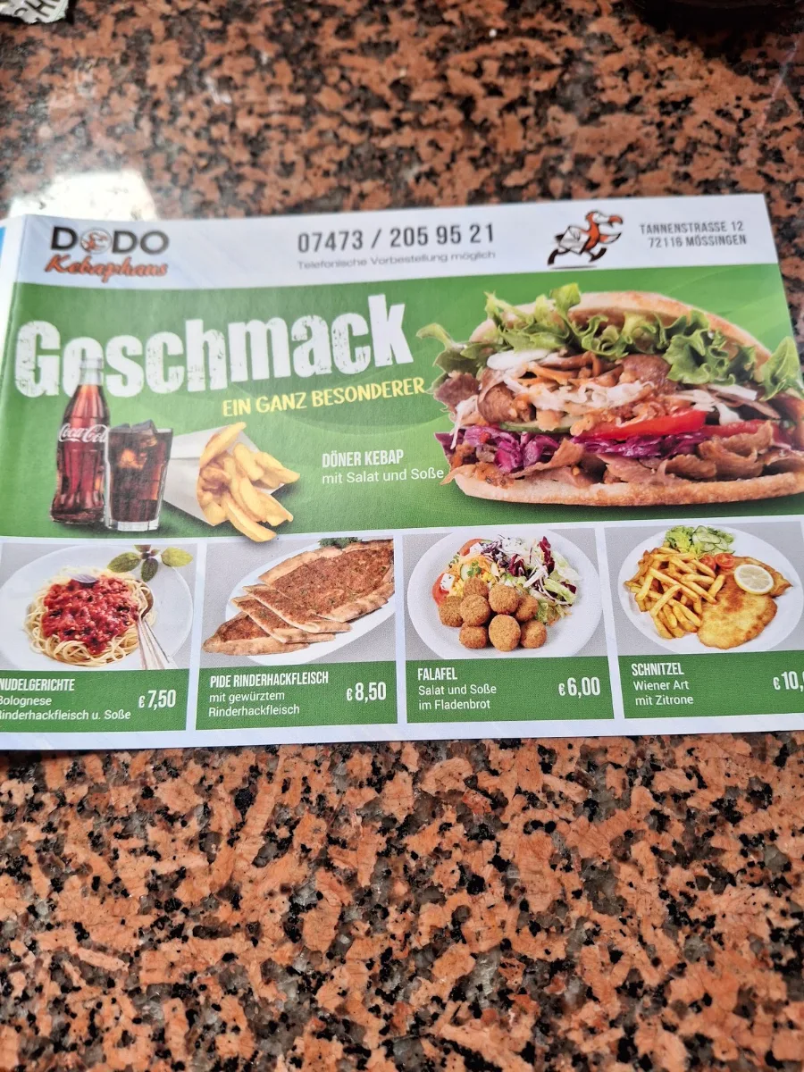 Speisekarte, Dodo Kebaphaus