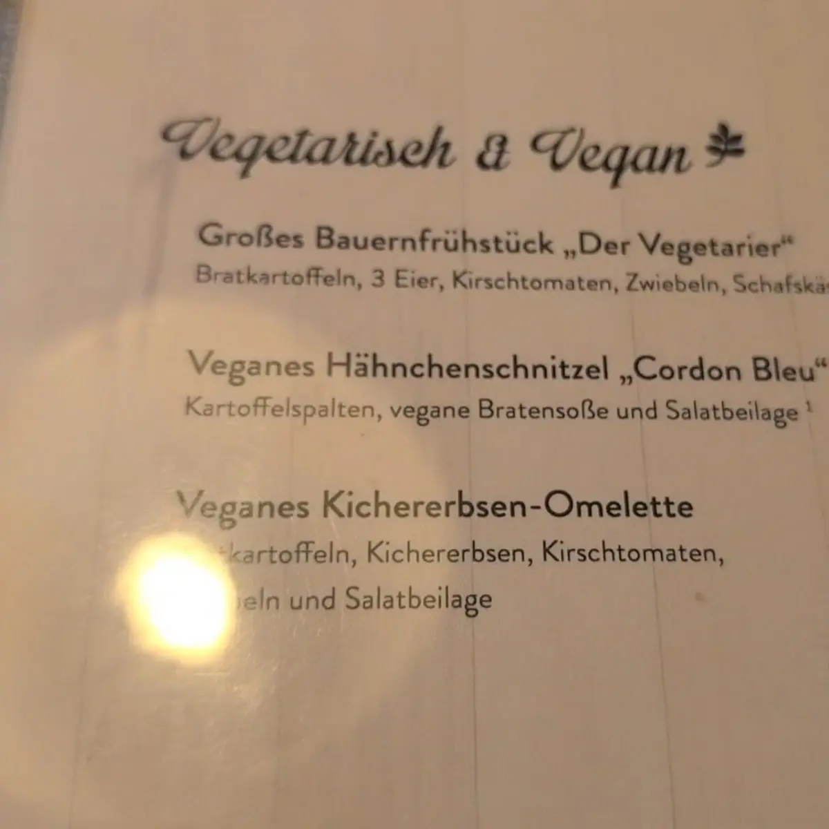 Speisekarte, Restaurant Weinbergbaude