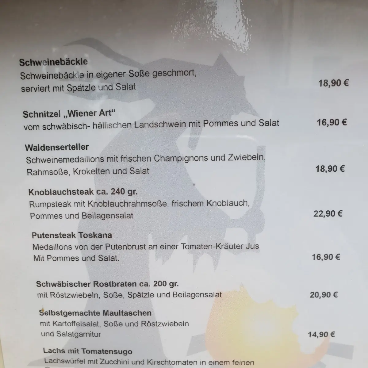 Speisekarte, Wirtshaus zur Hexenscheuer Restaurant mit Biergarten