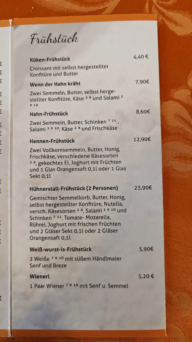 Speisekarte, Konditorei Cafe Hahn