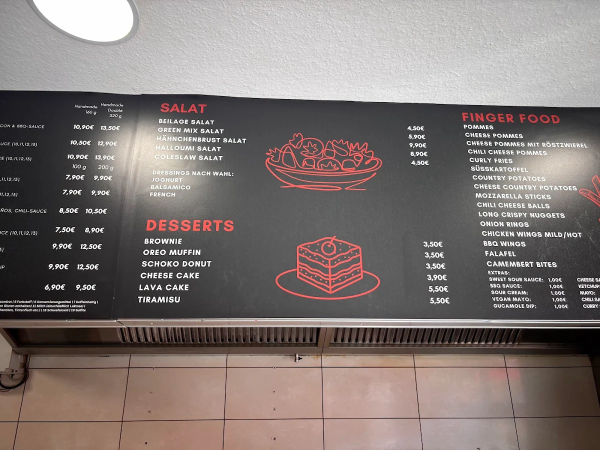 Speisekarte, BIT STOP BURGER FÜRTH