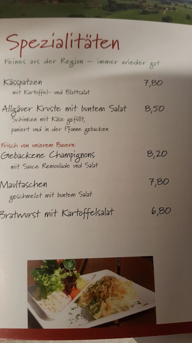 Speisekarte, Hofwirtschaft Löwen Eglofs