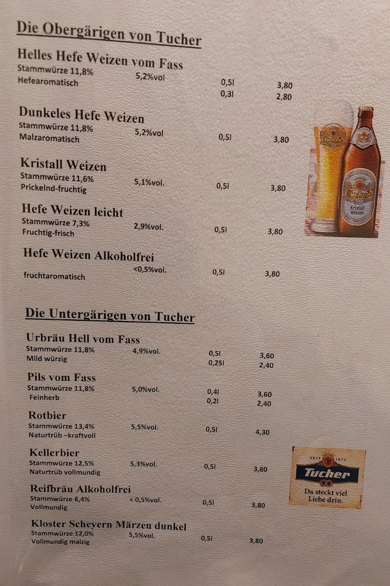 Speisekarte, Gasthof Höhenluft