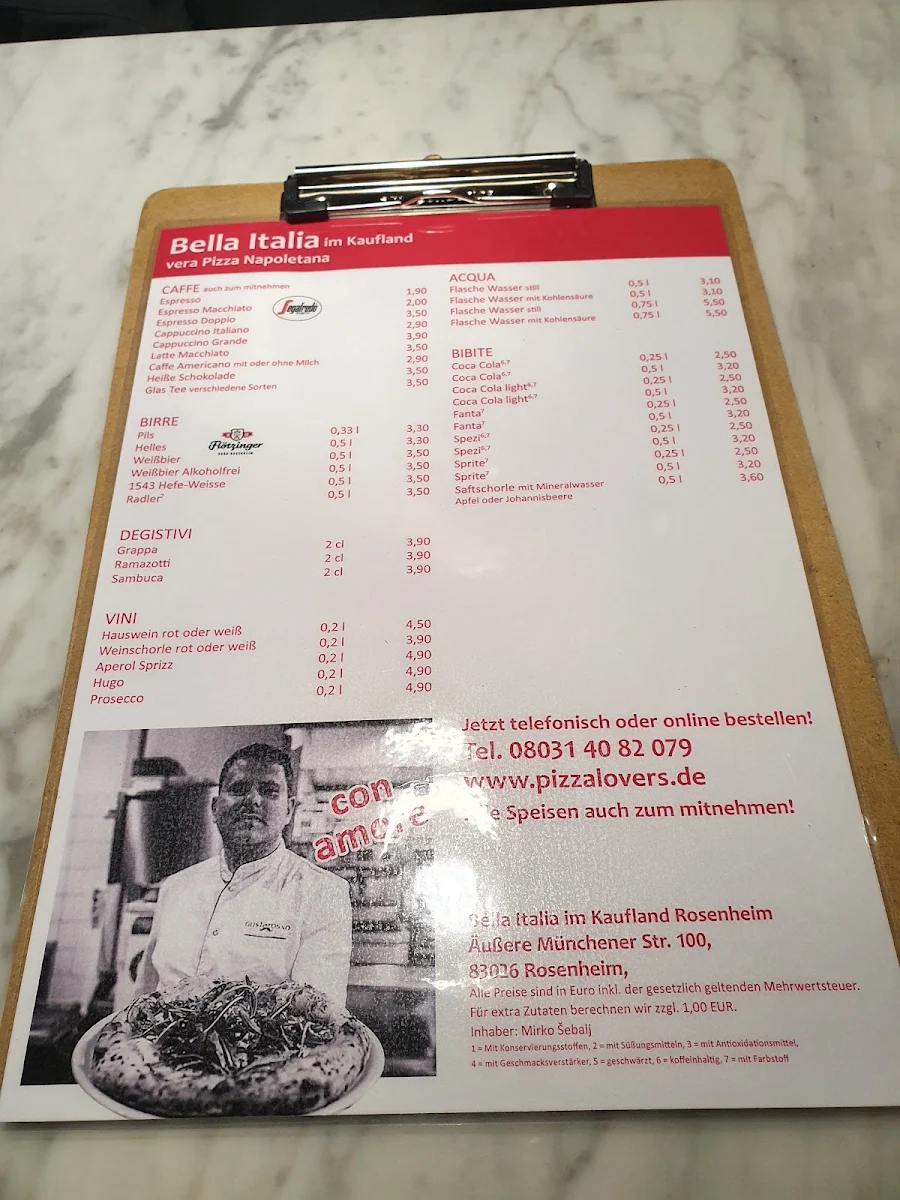 Speisekarte, Bella Italia