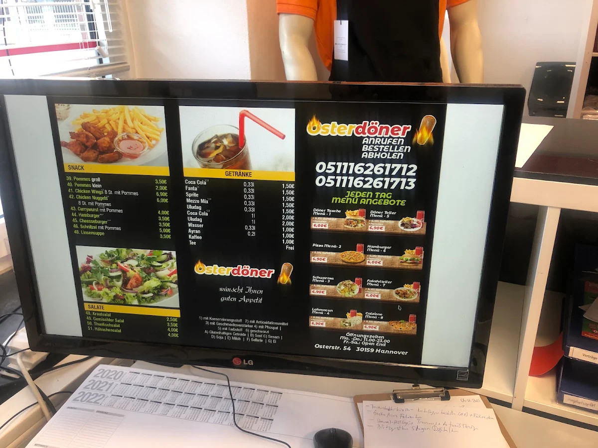 Speisekarte, Oster Döner