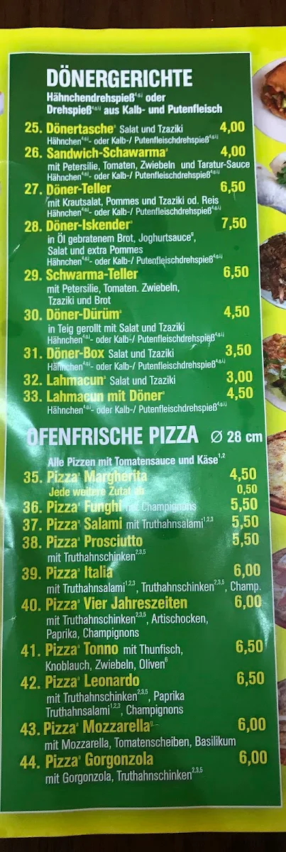Speisekarte, Oster Döner