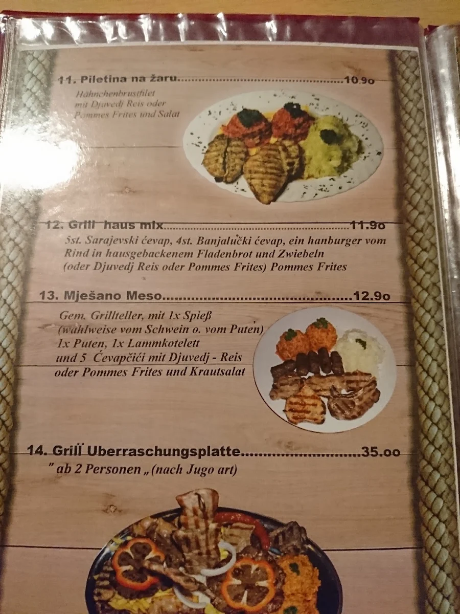 Speisekarte, Balkan Grill Haus