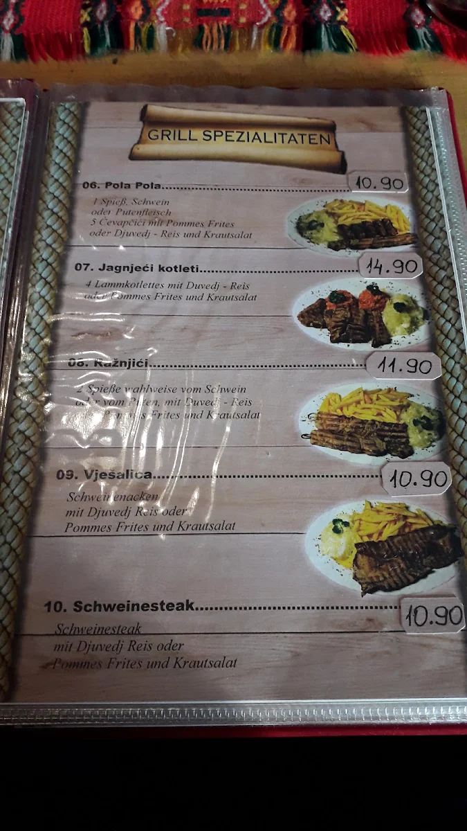 Speisekarte, Balkan Grill Haus