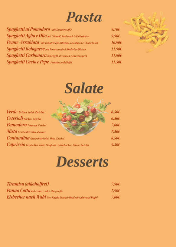 Speisekarte, Pizza Calabria
