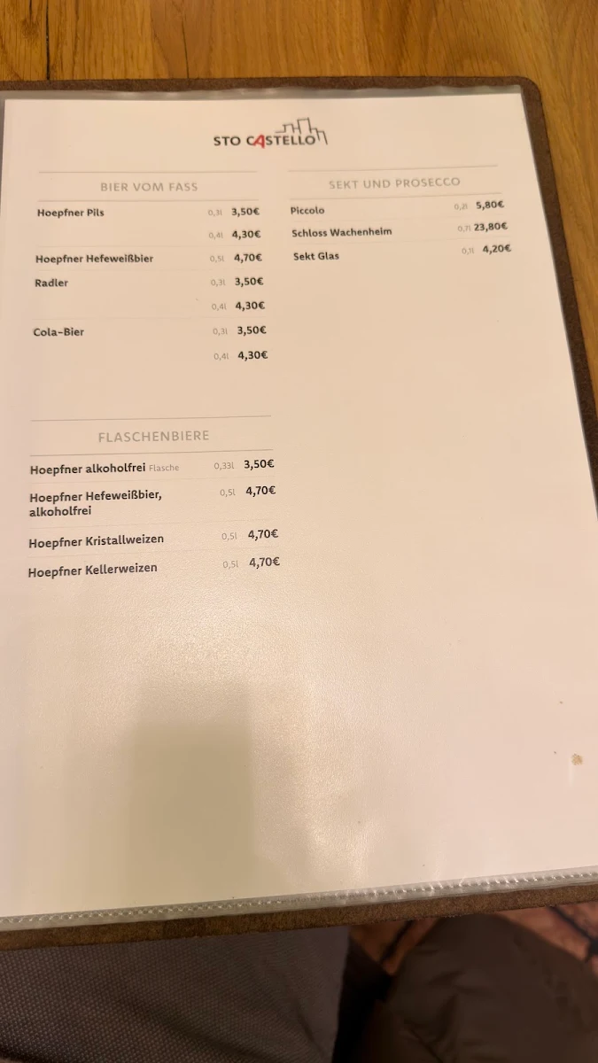 Speisekarte, Sto Castello