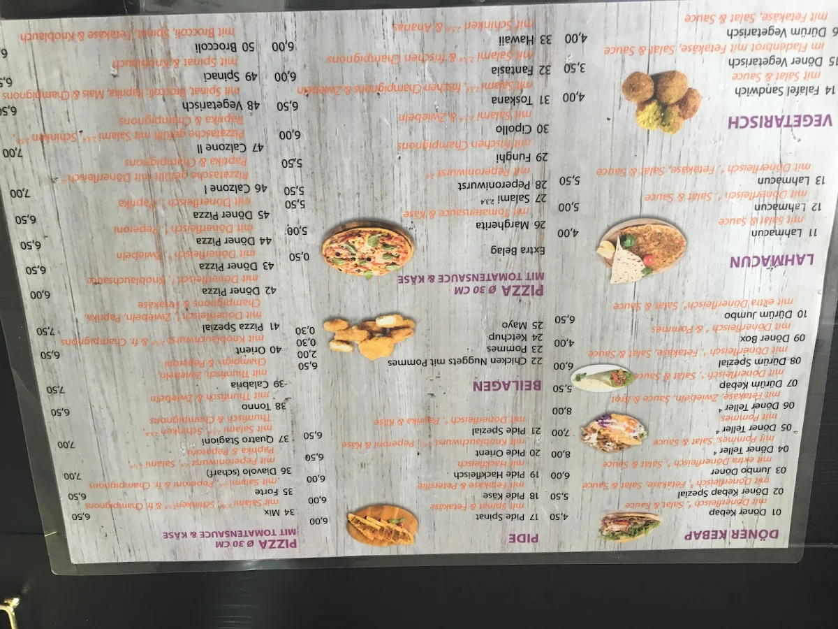 Speisekarte, Aubergine Döner & Pizzeria