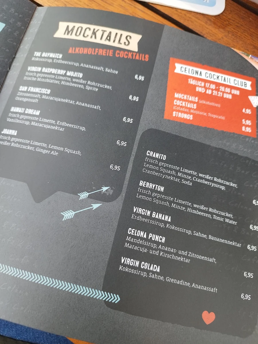 Speisekarte, Café & Bar Celona Göttingen