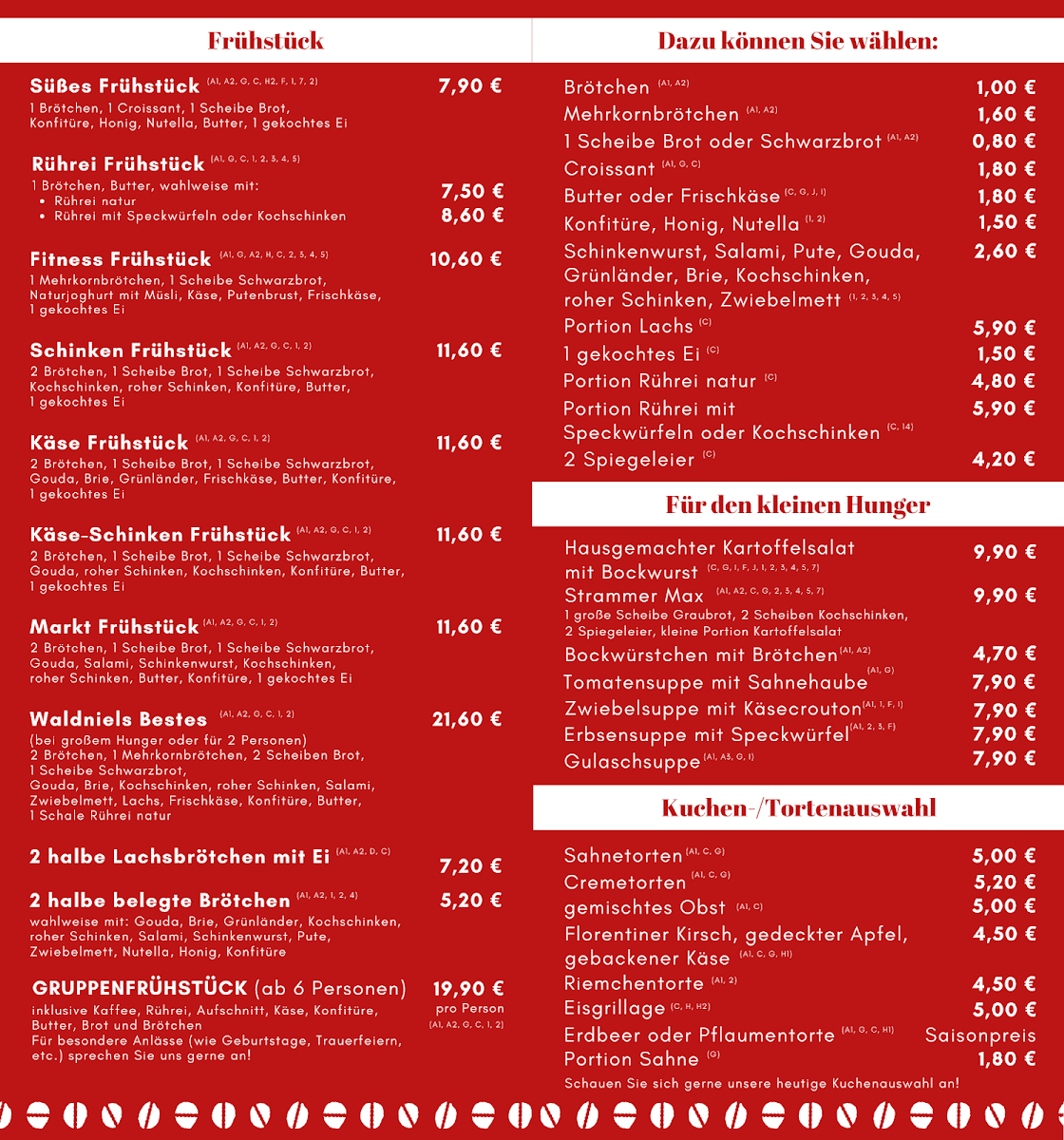 Speisekarte, Café Mariandl Thönnissen