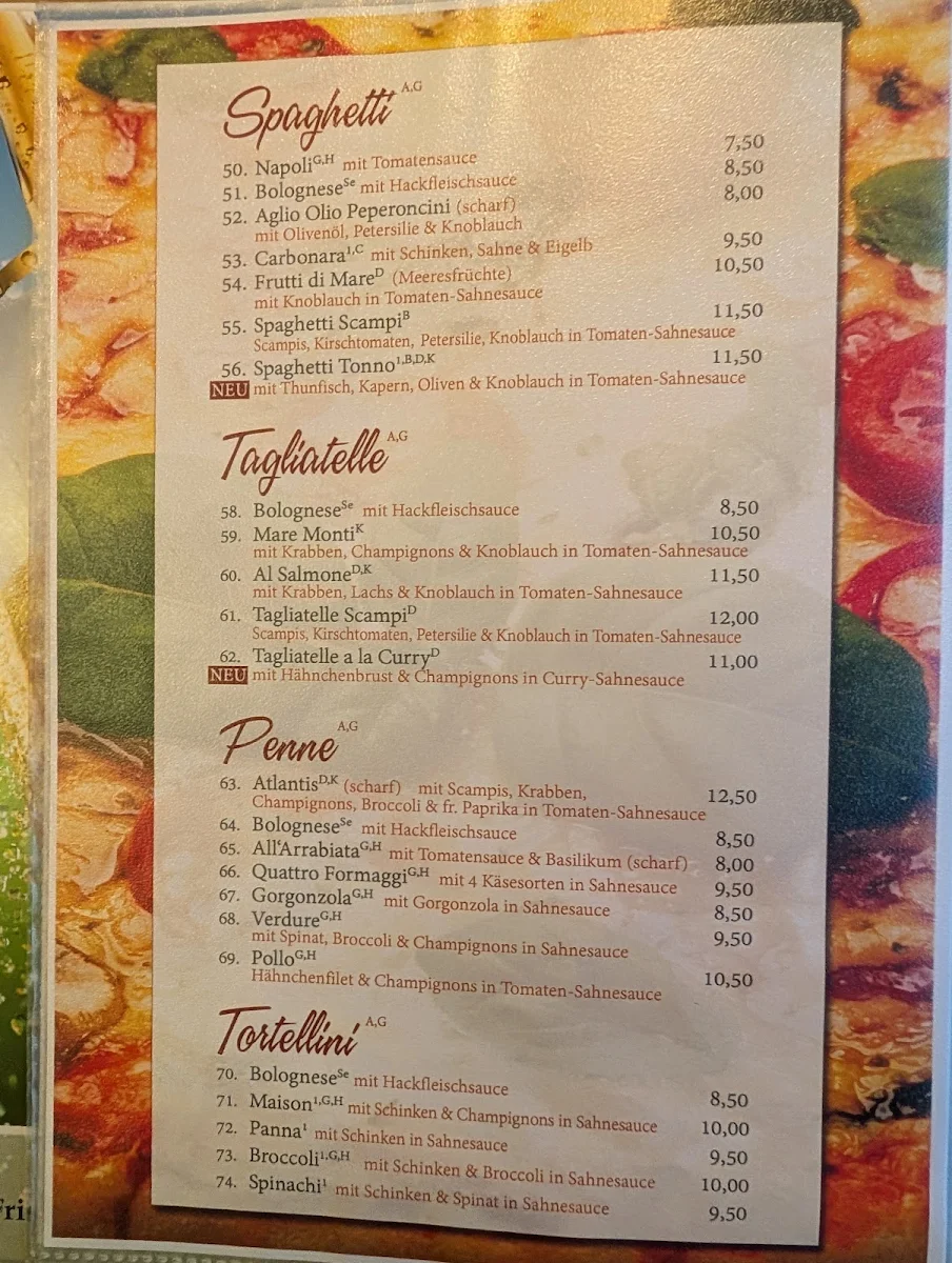 Speisekarte, Ristorante Pizzeria La Casa
