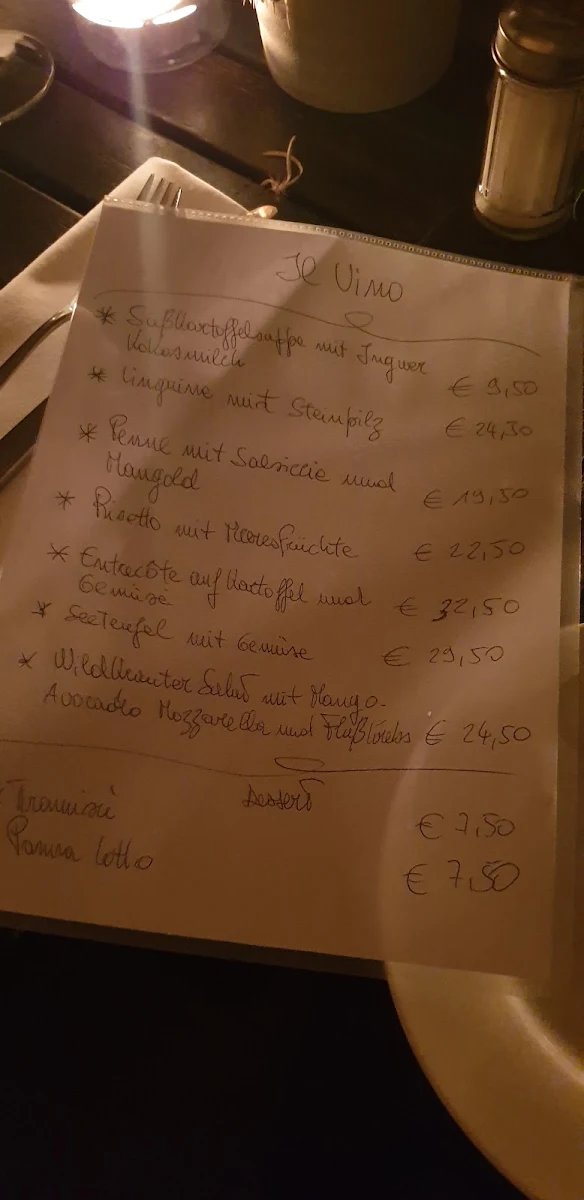 Speisekarte, Ristorante Il Vino