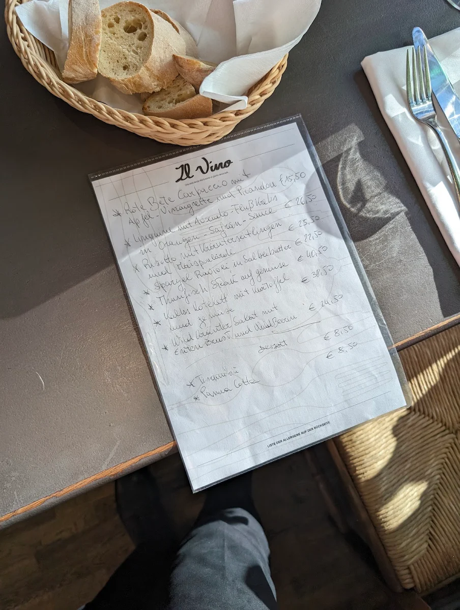 Speisekarte, Ristorante Il Vino