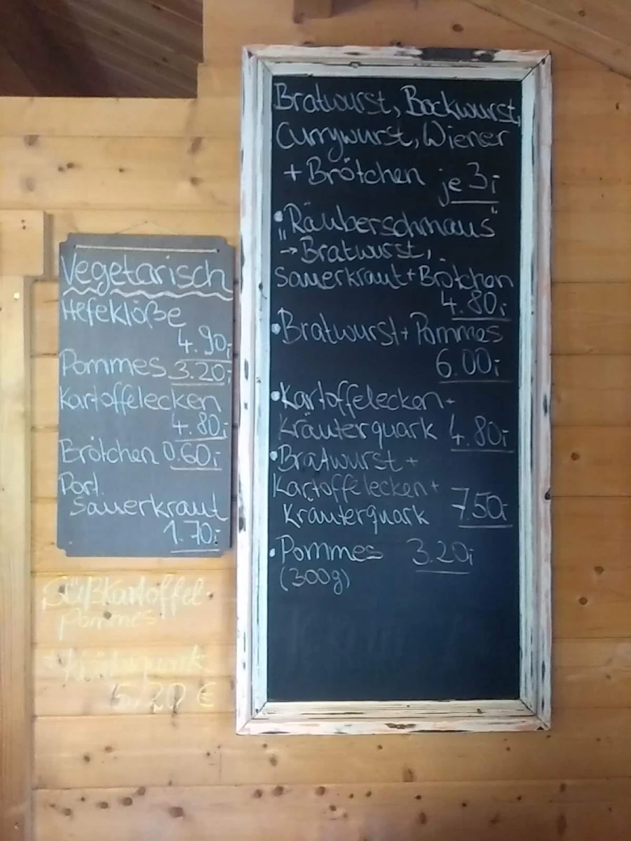 Speisekarte, Räuberhütte in Rosenthal - Bielatal