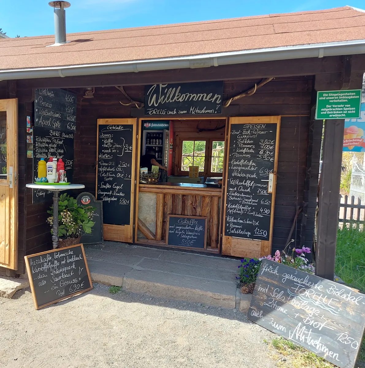 Speisekarte, Räuberhütte in Rosenthal - Bielatal