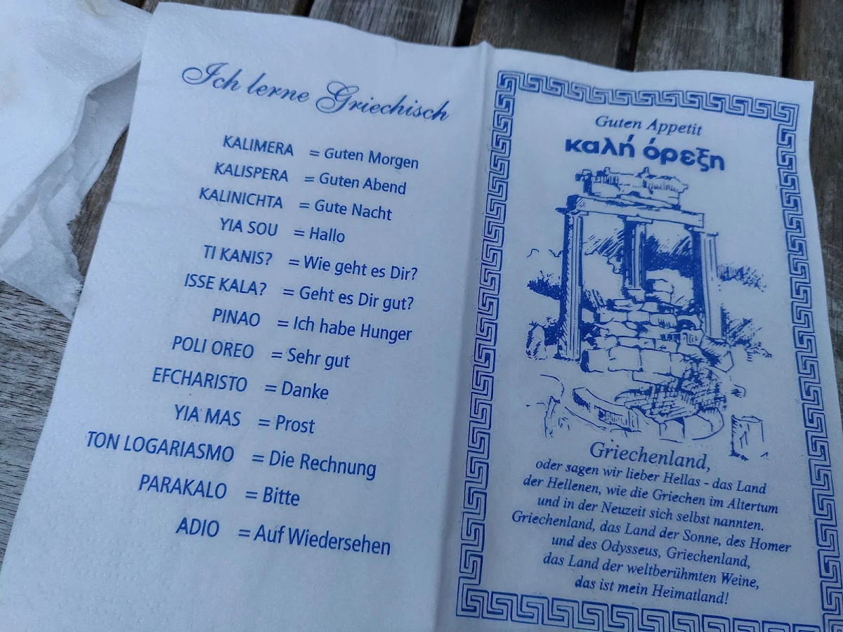 Speisekarte, Restaurant Karyatis