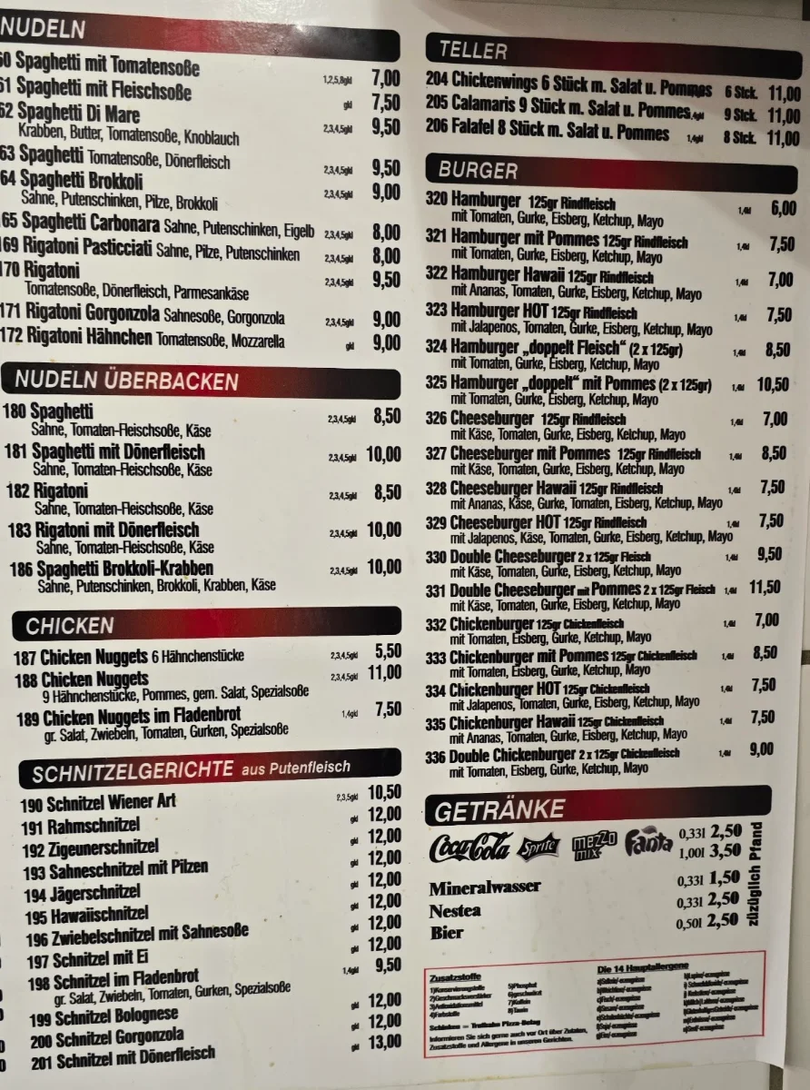 Speisekarte, Pizzeria Boss