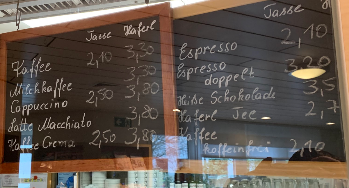 Speisekarte, Cafeteria
