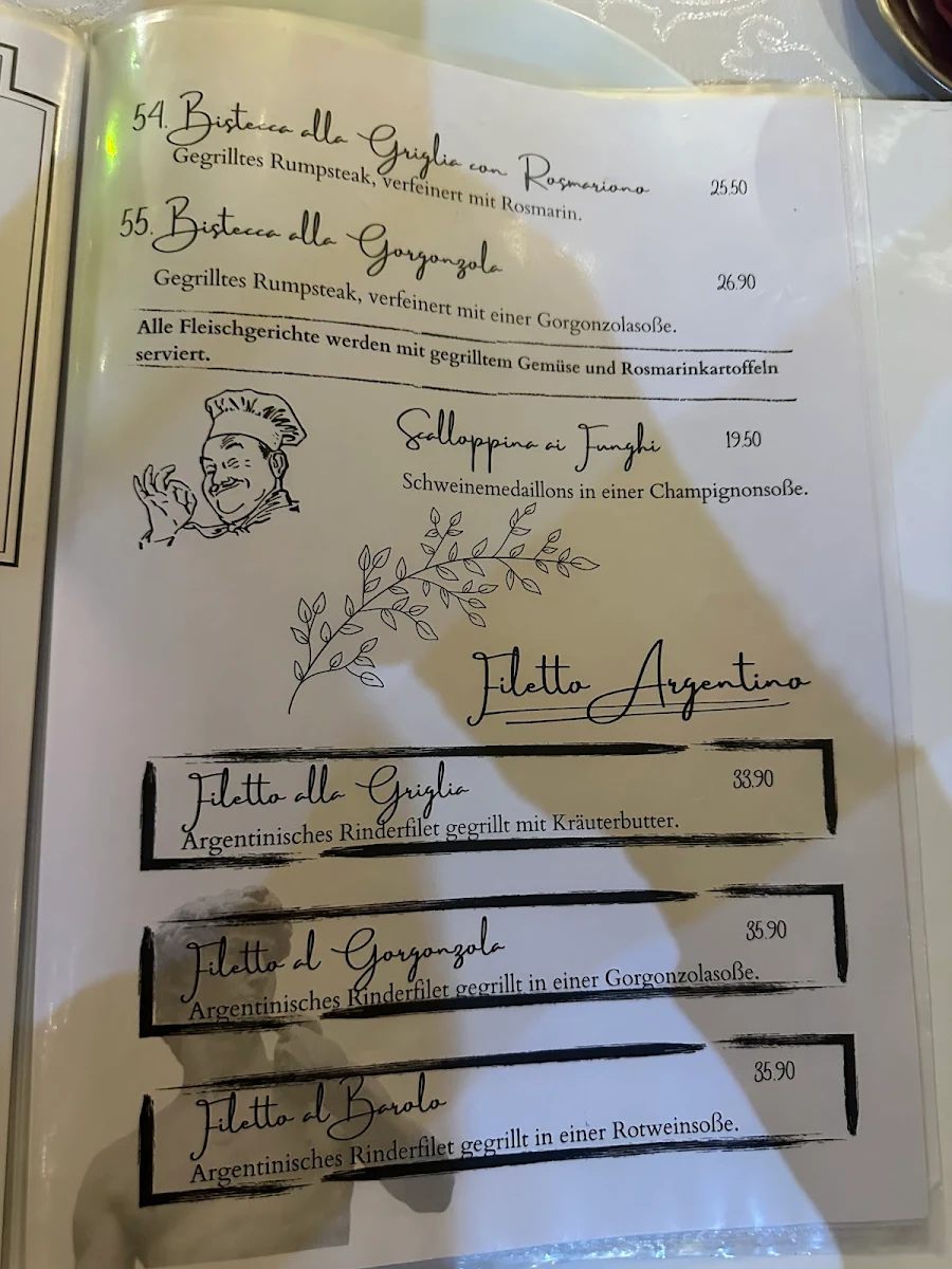 Speisekarte, Osteria Eiscafé Michelangelo