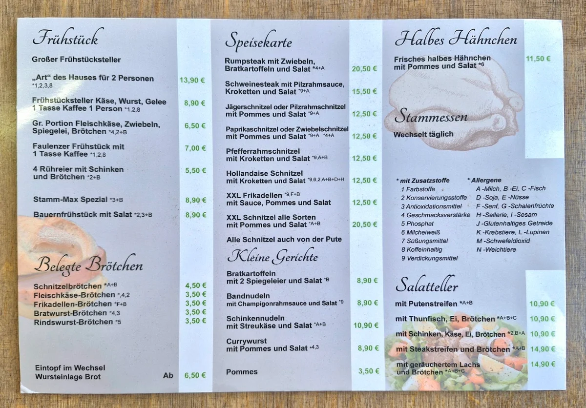 Speisekarte, Imbiss a la Carte