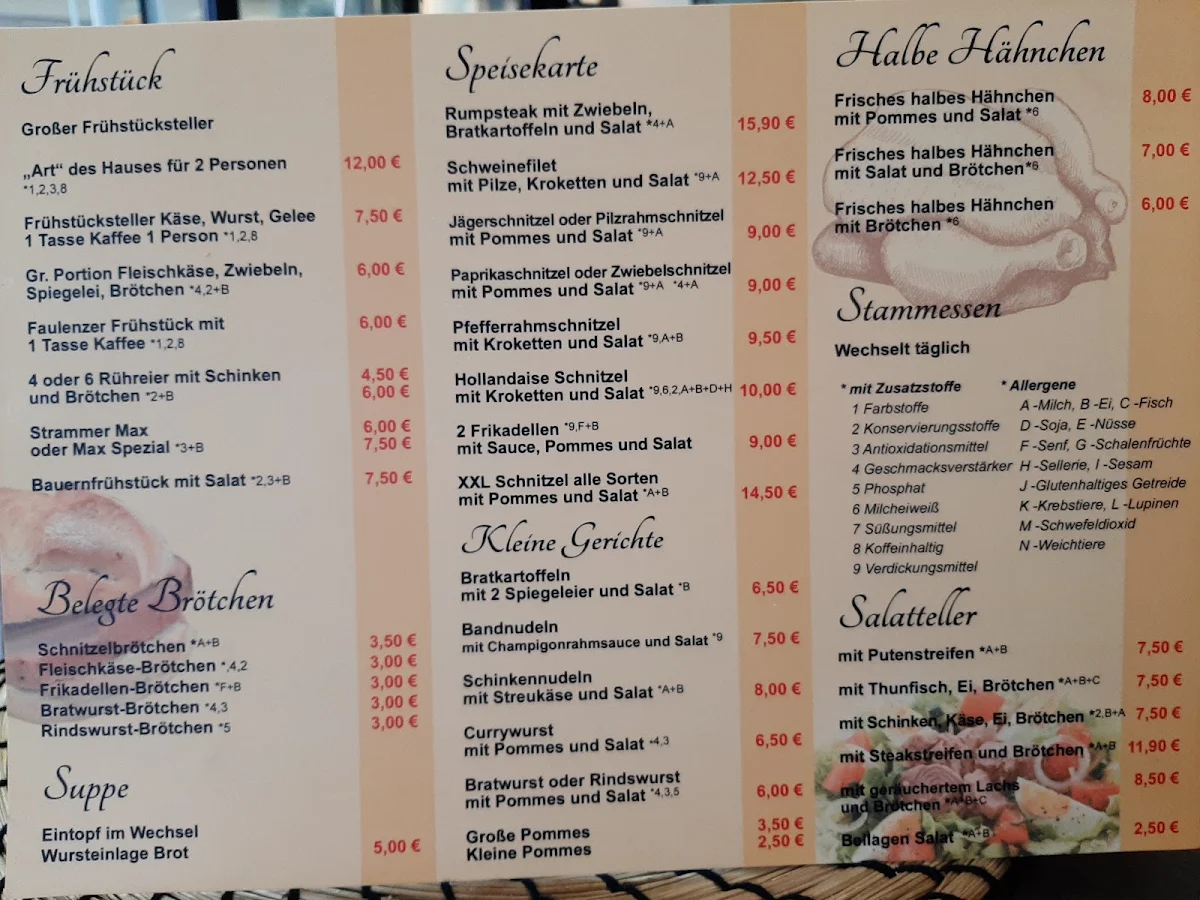 Speisekarte, Imbiss a la Carte