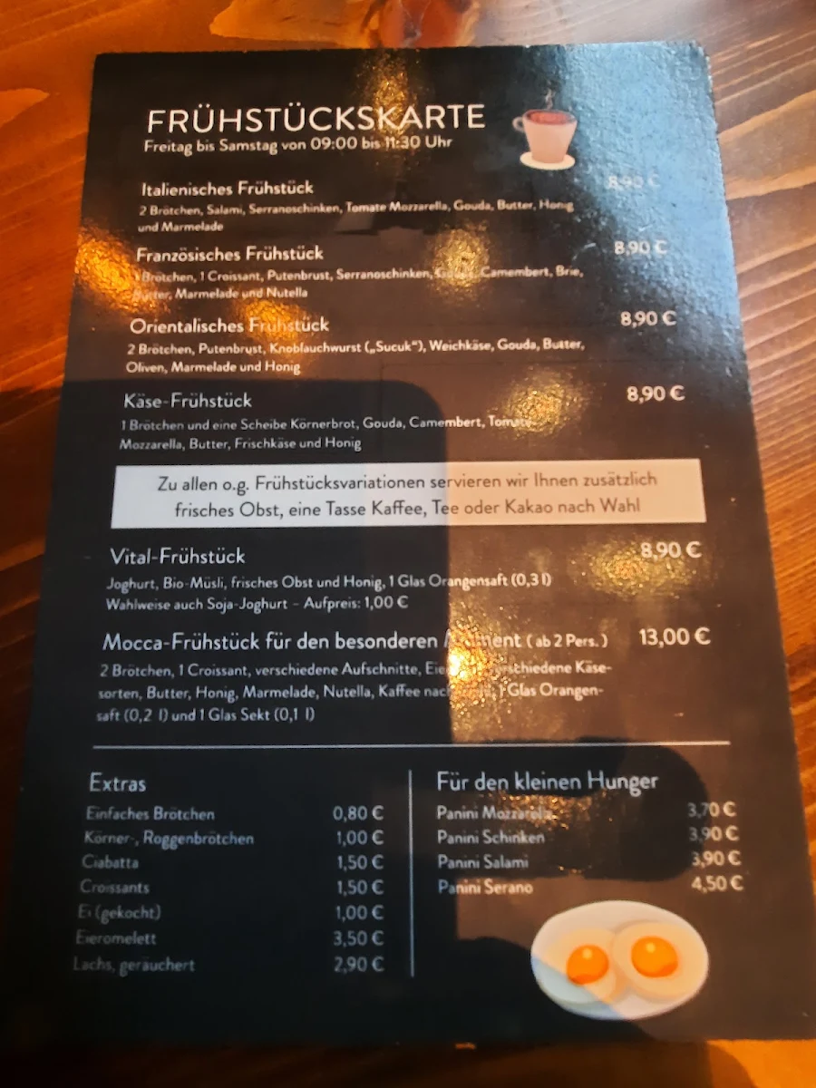 Speisekarte, Café - Lounge - Bar Mocca