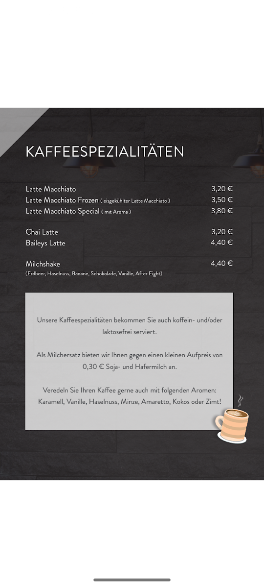Speisekarte, Café - Lounge - Bar Mocca