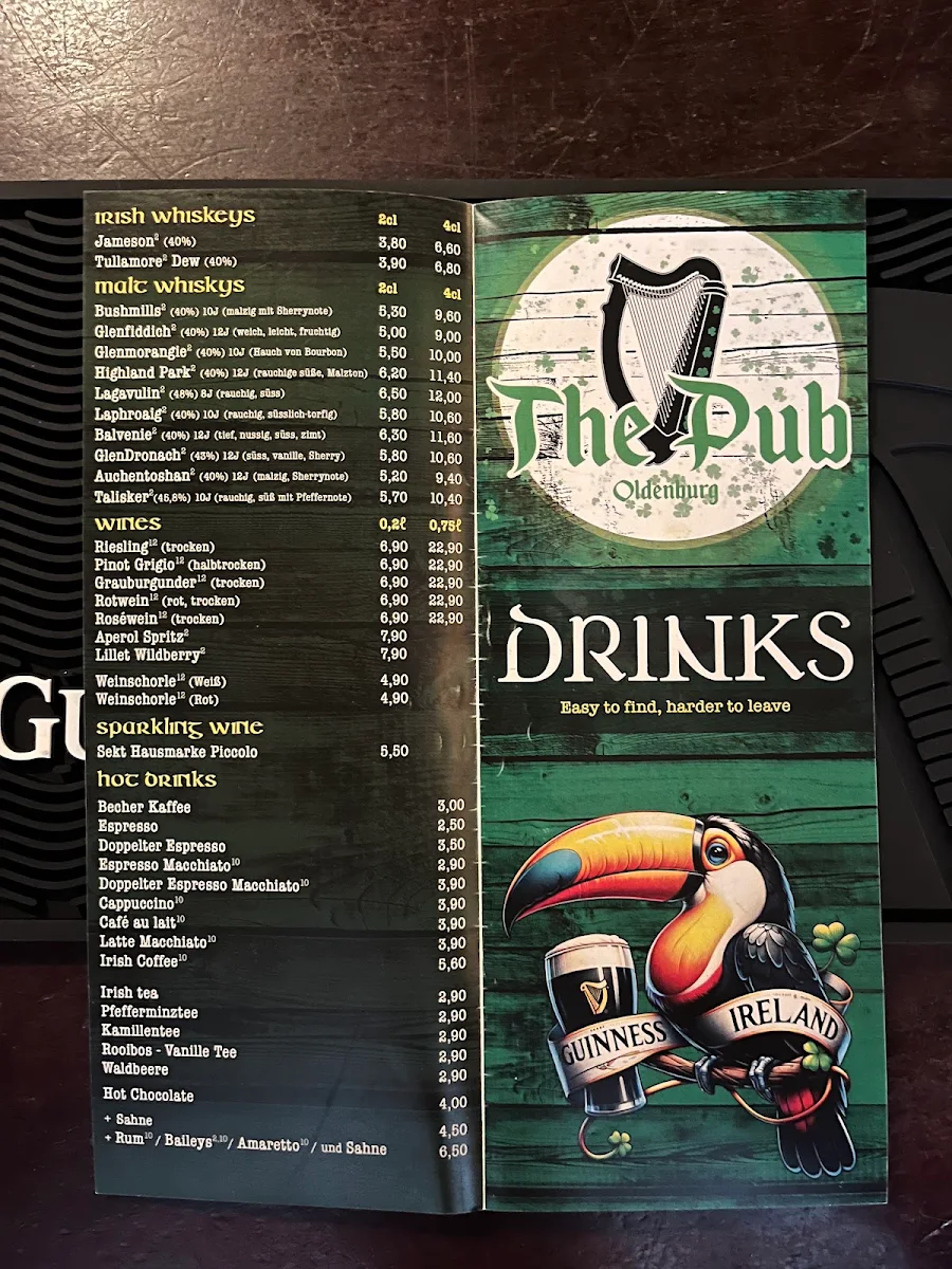 Speisekarte, The Pub / Oldenburg