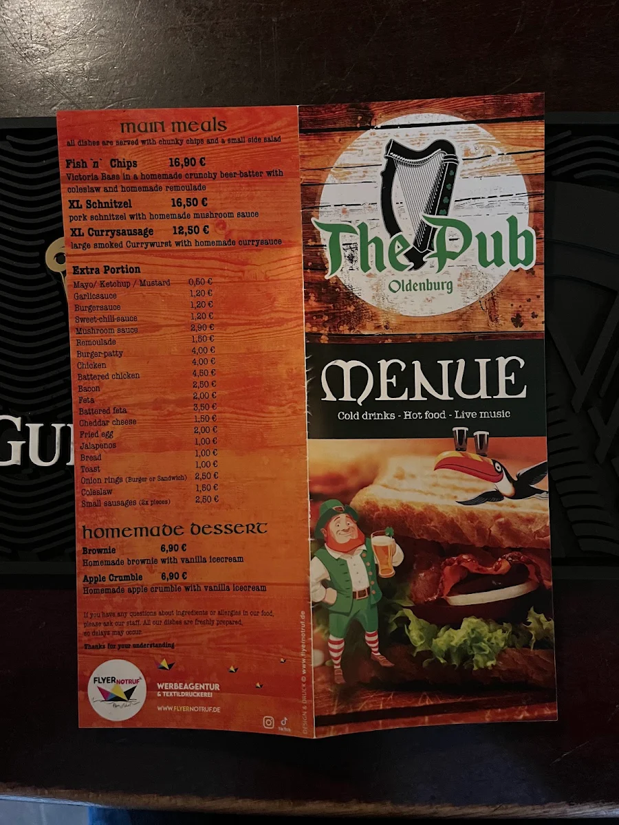 Speisekarte, The Pub / Oldenburg