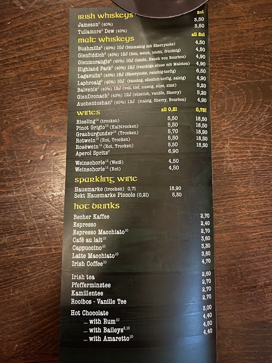 Speisekarte, The Pub / Oldenburg
