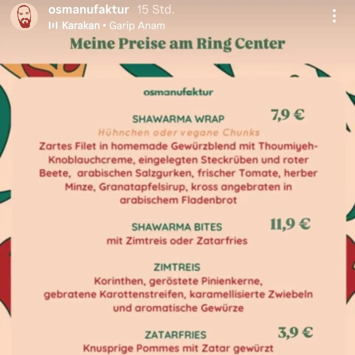 Speisekarte, osmanufaktur | foodtruck