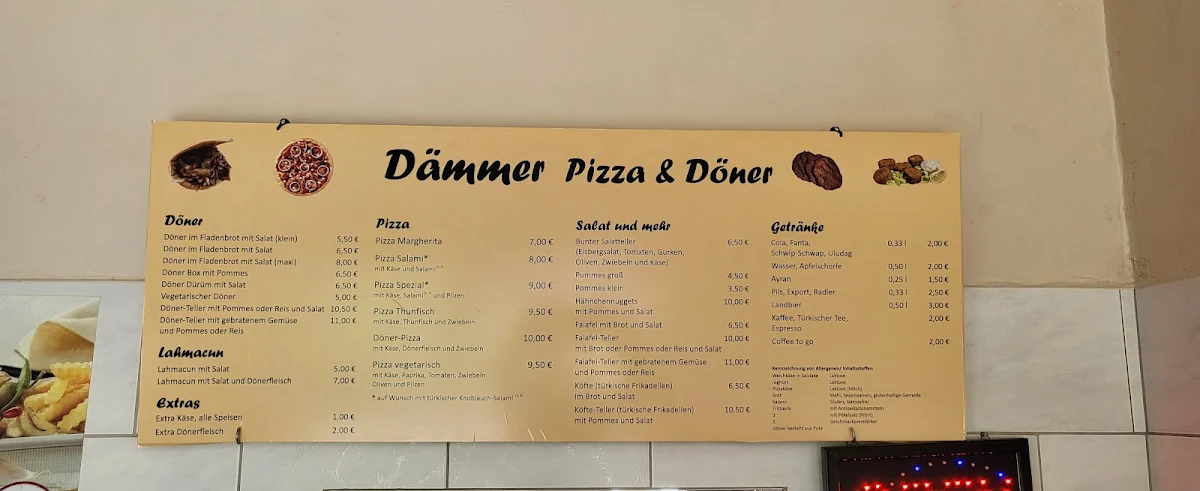 Speisekarte, Dämmer Döner