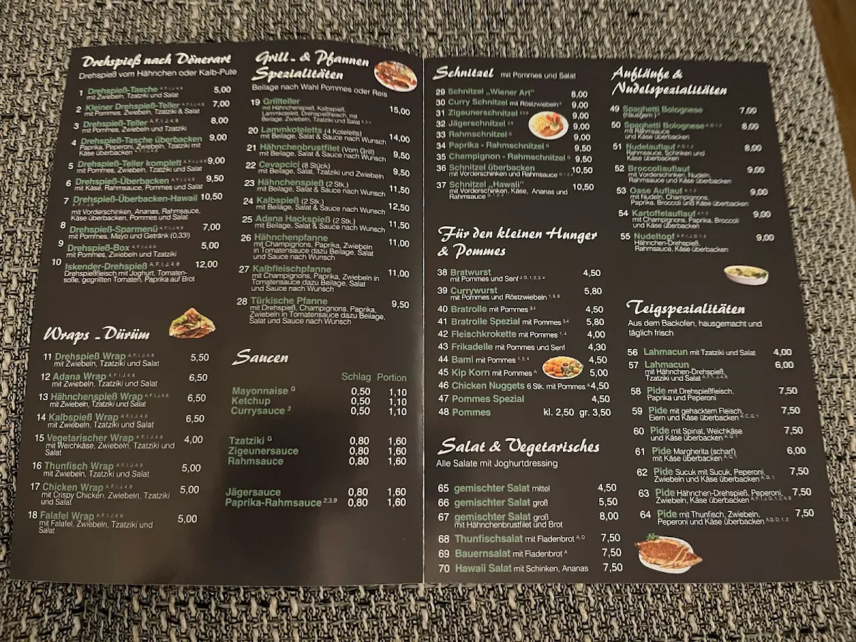Speisekarte, Oase Grill