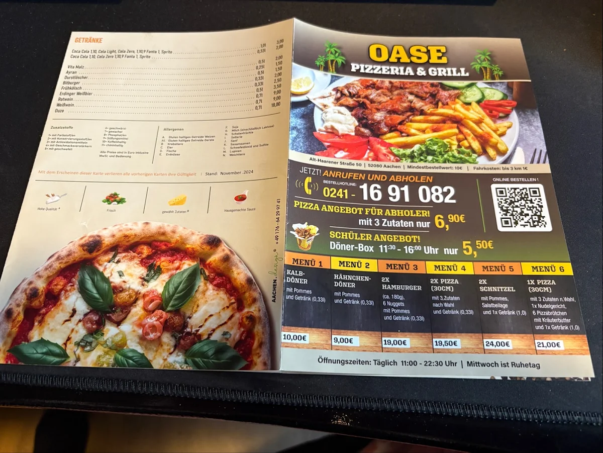 Speisekarte, Oase Grill