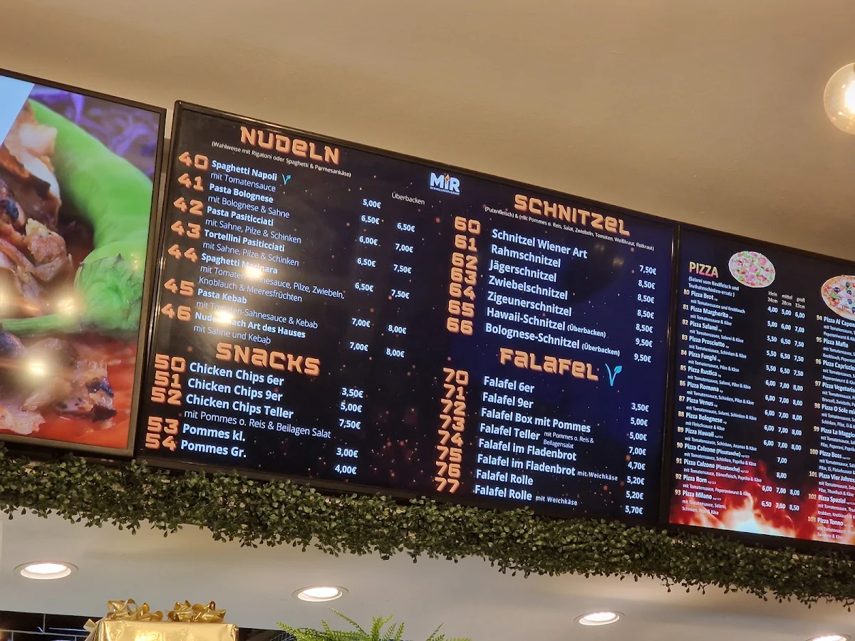 Speisekarte, MiR Schnellrestaurant