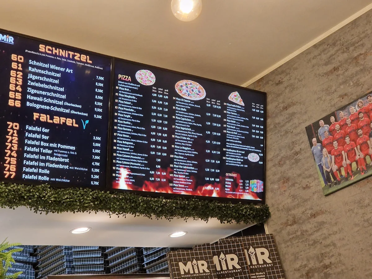 Speisekarte, MiR Schnellrestaurant