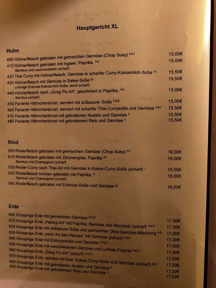 Speisekarte, Bei Lam - Asiatisches Restaurant Und Eiscafe