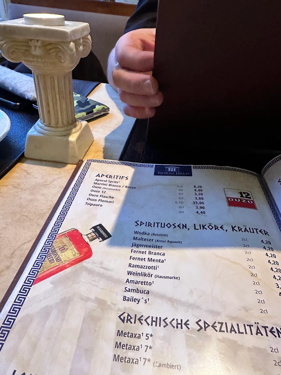 Speisekarte, Taverna Hellas Wedding