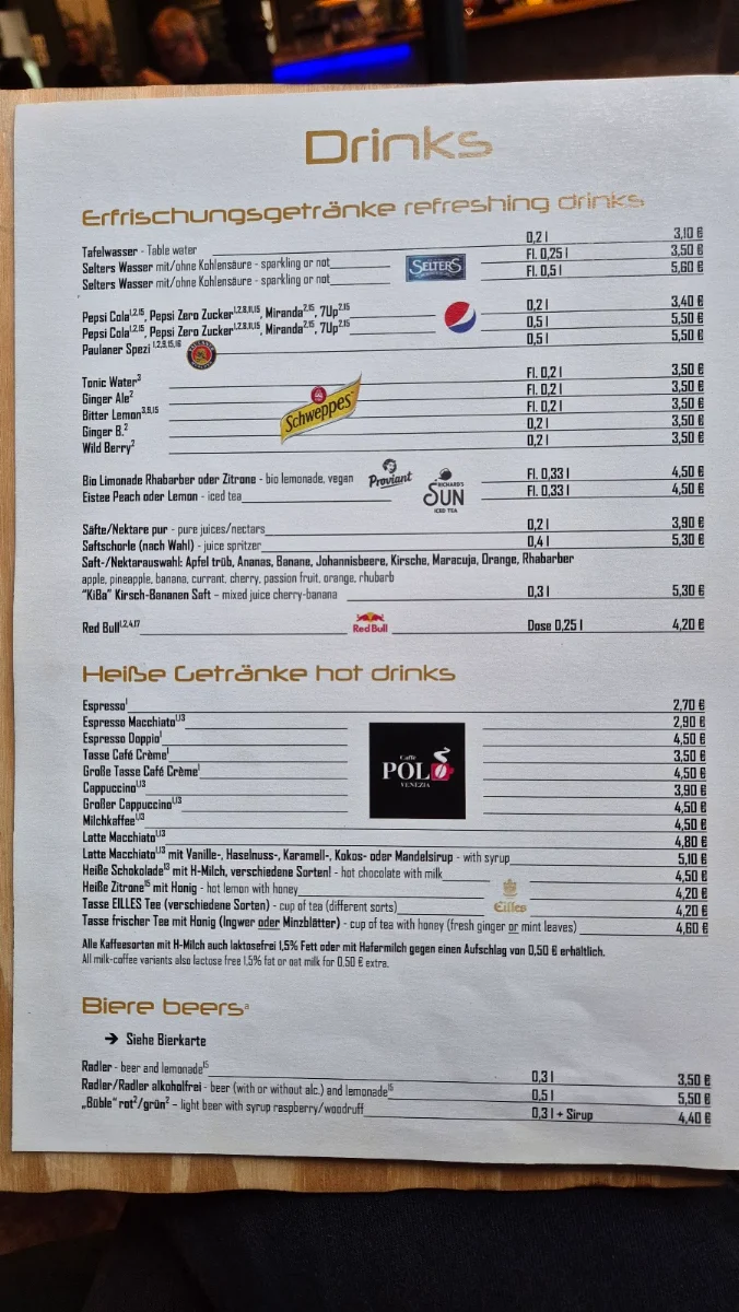 Speisekarte, Große Liebe - Burger & Bar I Café