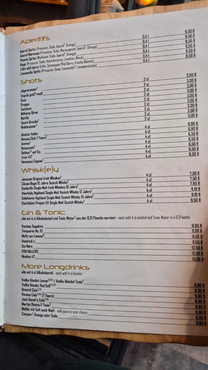 Speisekarte, Große Liebe - Burger & Bar I Café