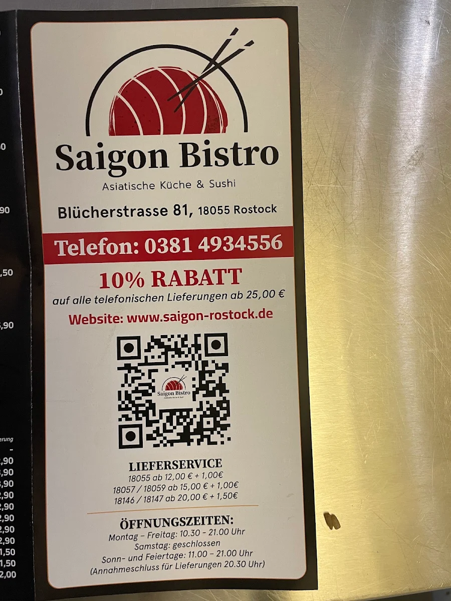 Speisekarte, Bistro Saigon