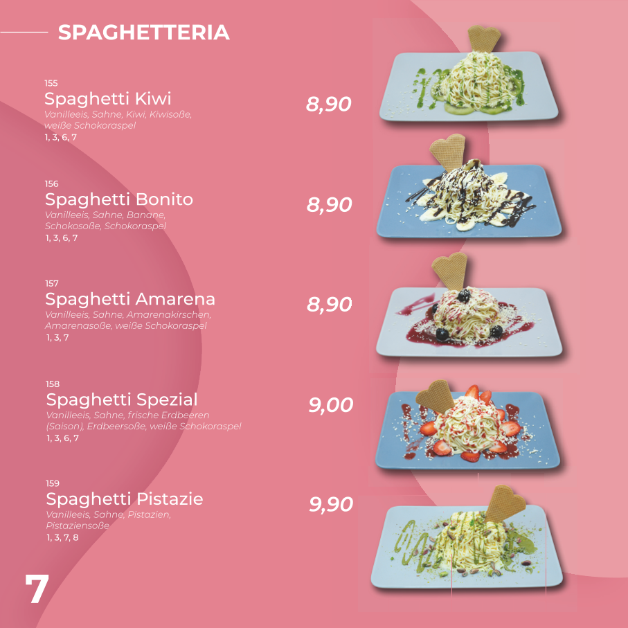 Speisekarte, Eiscafe La Fonte