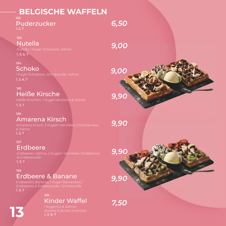 Speisekarte, Eiscafe La Fonte