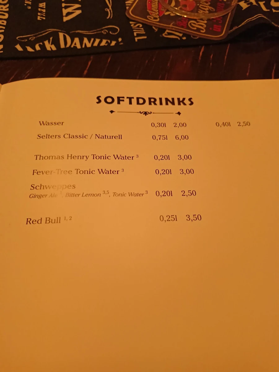 Speisekarte, Colonial Café