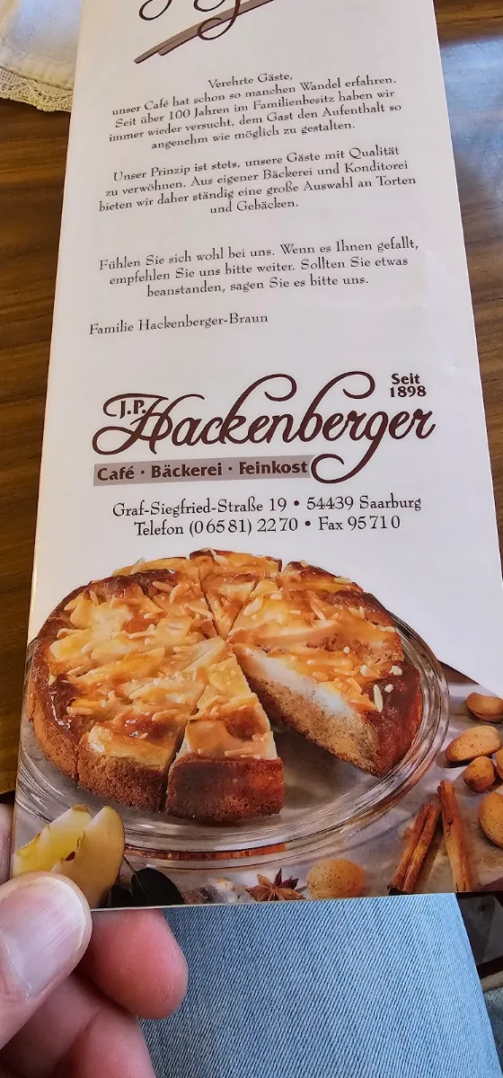 Speisekarte, Café Hackenberger