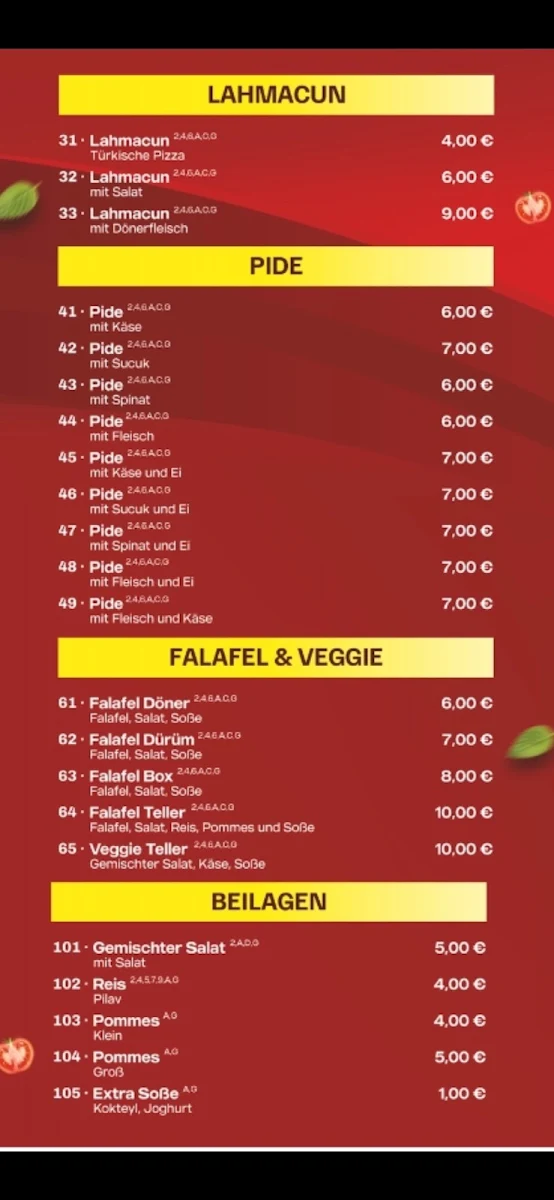 Speisekarte, El Turco 27