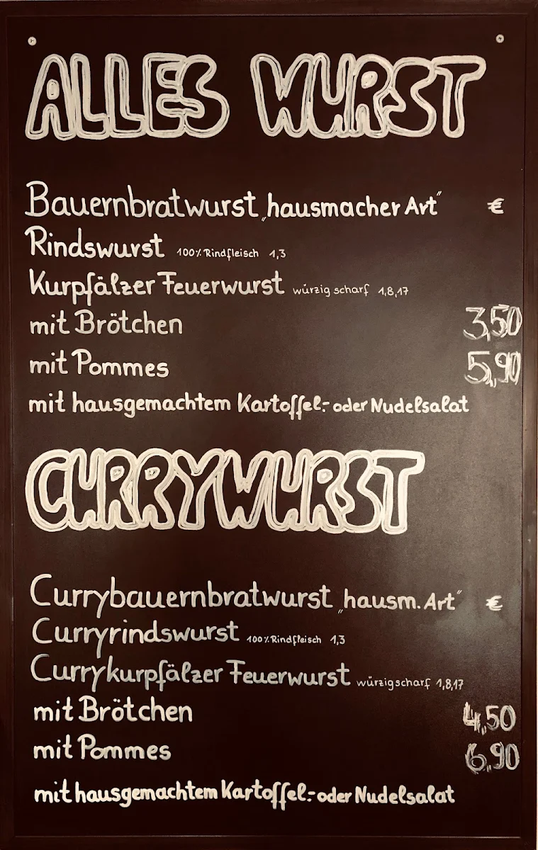 Speisekarte, Heidis Imbiss Schriesheim